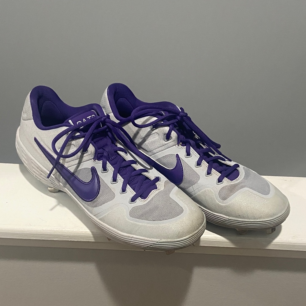 Nike Gray and Purple Baseball Cleats Cats Kansas State Wildcats Size 12 KSU